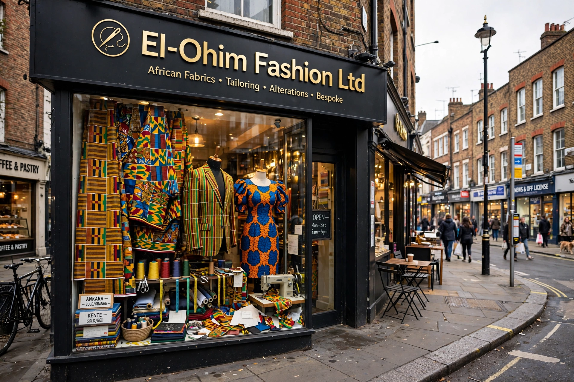 El-Ohim Fashion shop front and African fabrics